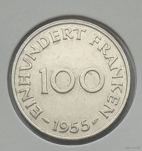 Саар 100 франков 1955 г. В холдере
