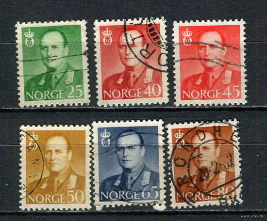 Норвегия - 1958 - Король Олаф V - 6 марок. Гашеные.  (Лот 79DN)