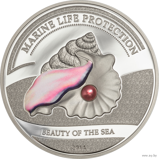 Палау 5 долларов 2014г. "Розовая жемчужина: Красавица моря". Монета в капсуле; сертификат. СЕРЕБРО 25гр.