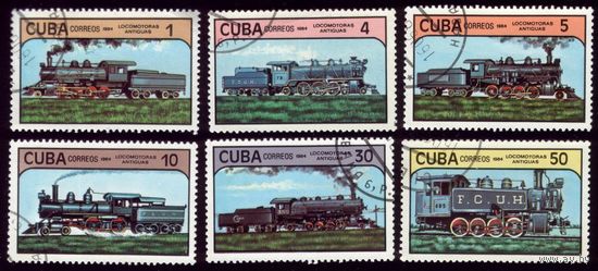6 марок 1984 год Куба Паровозы 2859-2864