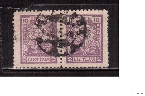 Литва-1923 (Мих.217)  гаш. , без ВЗ  , Стандарт, Крест, пара(3)
