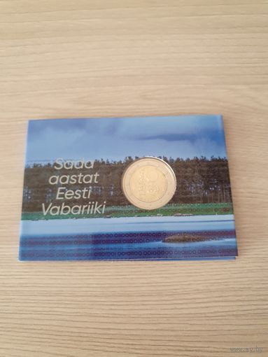 Монета Эстония 2 евро 2018 100 лет Республике БЛИСТЕР
