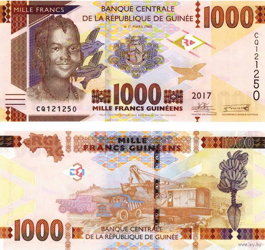 Гвинея 1000 франков  2018 год  UNC