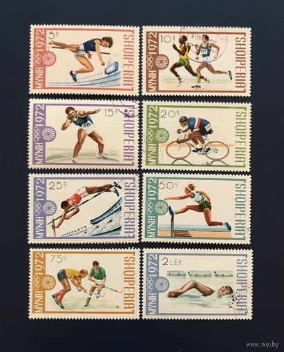 Албания 1972 год Спорт Летняя Олимпиада Мюнхен 1972 Часть 2 Серия 8 марок Mi:1556-1563 Гашеные