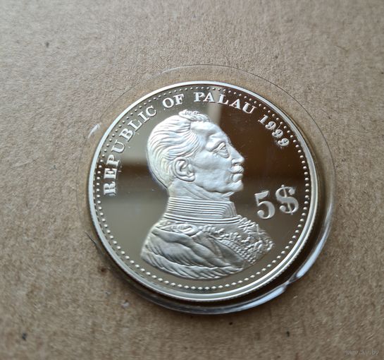 Республика Палау, Германская Юго-Западная Африка 5 долларов 1999 (серебро), REPUBLIC OF PALAU 1999 DEUTCH SUDWESTAFRIKA 5$