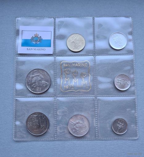 Сан-Марино 1, 2, 5, 10, 20, 50, 100 лир, 1972