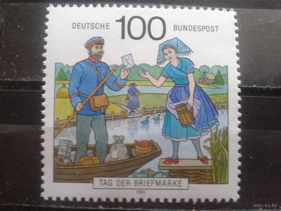 Германия 1991 День марки, почтальон на лодке **Михель-1,8 евро