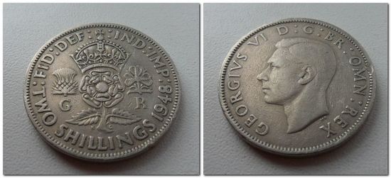 2 шиллинга Великобритания 1948 г.в. KM# 865 FLORIN (Two Shillings), из коллекции