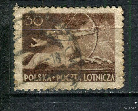 Польша - 1948 - Кентавр с луком. Авиамарка 30Zt - [Mi.481] - 1 марка. Гашеная.  (Лот 50ES)-T5P17