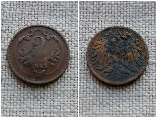 Австрия  2 геллера 1893