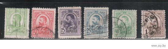 Румыния-1908, (Мих.212-218)  гаш. , Стандарт, Король Карл I, 6 марок