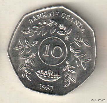 Уганда 10 шиллинг 1987