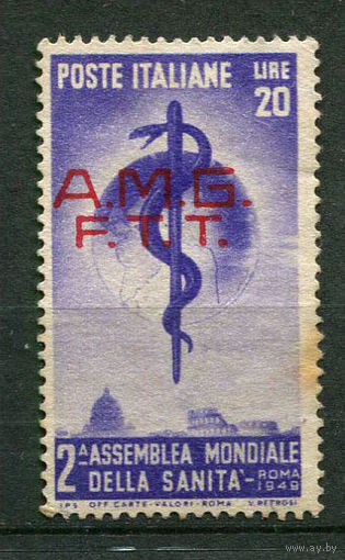 Италия - Свободная территория Триест - 1949 - 2-я Всемирная ассамблея Организации здравоохранения. Надпечатка A. M. G. /F.T.T. - [Mi. 70] - полная серия - 1 марка. Чистая без клея.  (Лот 95AG)