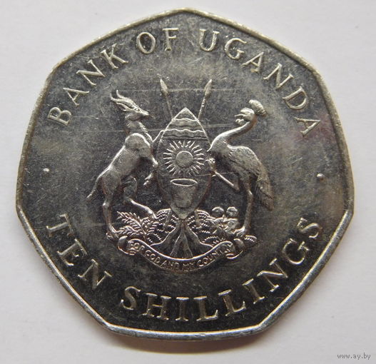 Уганда 10 шиллингов 1987 г