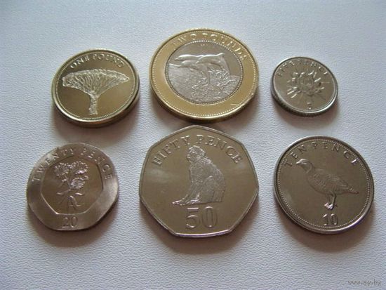 Гибралтар.  набор 6 монет  5,10,20,50 пенсов - 1,2 фунта  2014-2016 год  UNC