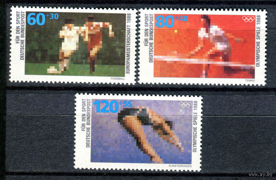 Германия (ФРГ) - 1988г. - Спорт - полная серия, MNH с отпечатком [Mi 1353-1355] - 3 марки