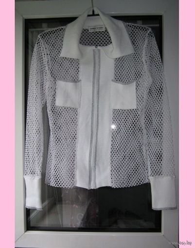 Белоснежная рубашка-сетка от ashley brooke, р.44. Новая.
