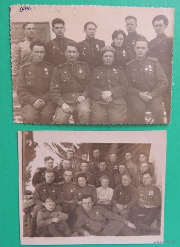 Фото "Офицеры", февраль 1944 г, (на нижнем фото слева внизу сын полка), 2 шт.