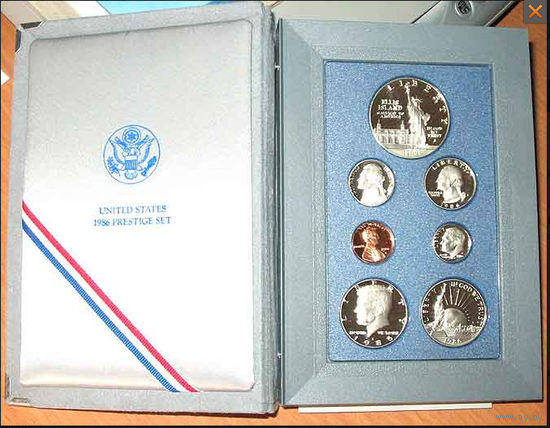США Подарочный набор 1986 ПРУФ СЕРЕБРО 2 СВОБОДЫ АЦ