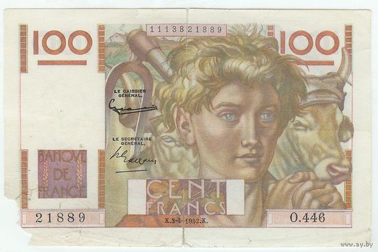 Франция, 100 франков 1952 год