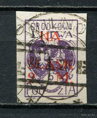 Центральная Литва - 1921 - Надпечатка NA SLASK и нового номинала 2M на 2M - [Mi.25B] - 1 марка. Гашеная.  (LOT AZ2)