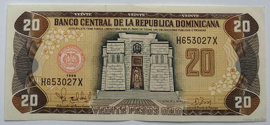 Доминикана 20 песо 1998, XF, 237