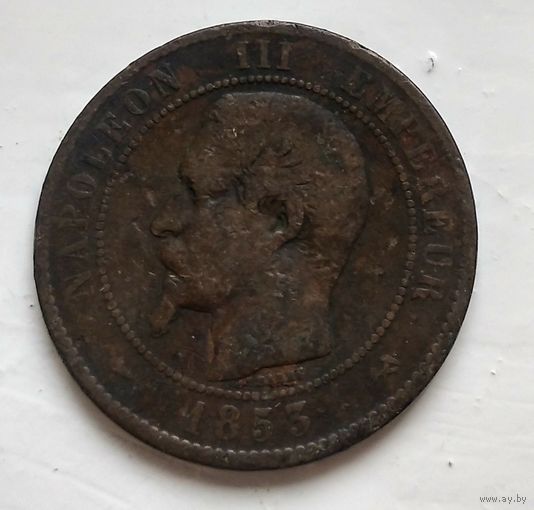 Франция 10 сантимов, 1853 B - Руан 2-4-14