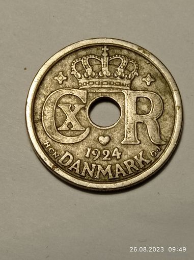 Дания 25 эре 1924 года .