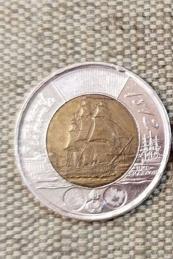 Канада 2 доллара 2012 г. Война 1812 года. Фрегат Шеннон