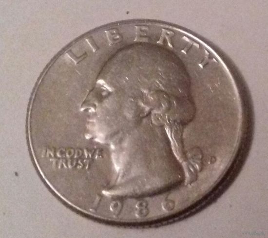 25 центов, США 1986 D