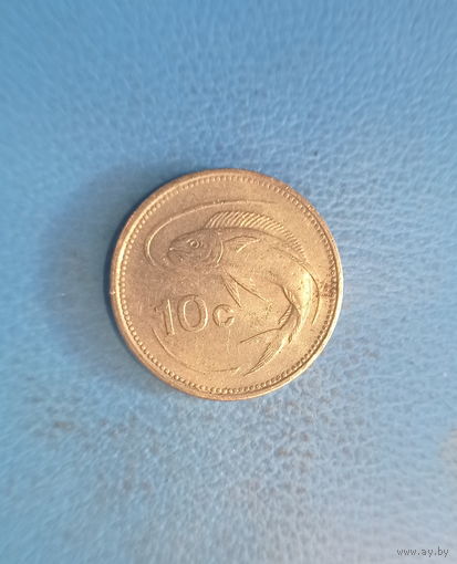 Мальта 10 центов 1998 год рыба новый герб