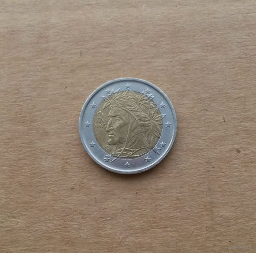 Италия, 2 евро 2005 г., Данте, старая карта Европы