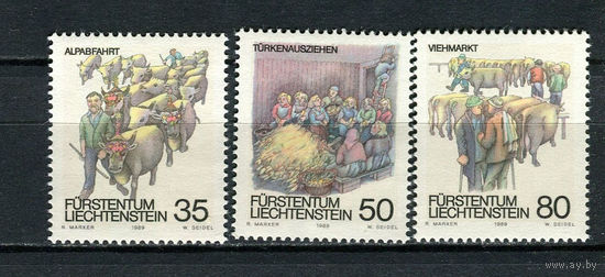 Лихтенштейн - 1989 - Традиции и обычаи - [Mi. 971-973] - полная серия - 3 марки. MNH.  (Лот 110CQ)
