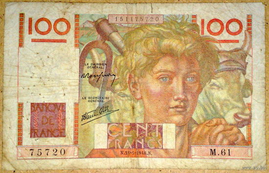 100 франков 1946г. P128
