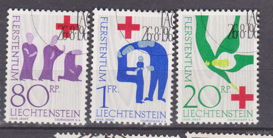 Медицина 100-летие Международного Красного Креста Лихтенштейн 1963 год Лот 55  около 30 % от каталога по курсу 3 р ПОЛНАЯ СЕРИЯ