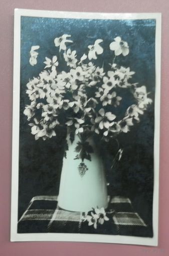Открытка "Букет цветов" 1958г. подписанная