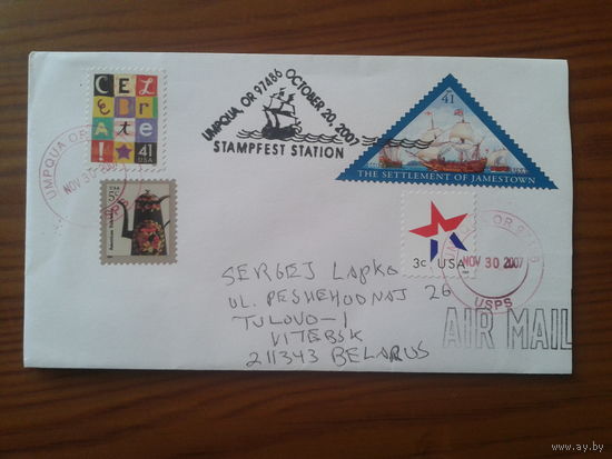 США 2007 конверт спецгашения, прошел почту