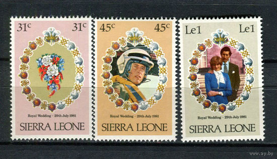 Сьерра-Леоне - 1981 - Свадьба принца Чарльза и леди Дианы - [Mi. 636-638] - полная серия - 3 марки. MNH.  (Лот 166AN)
