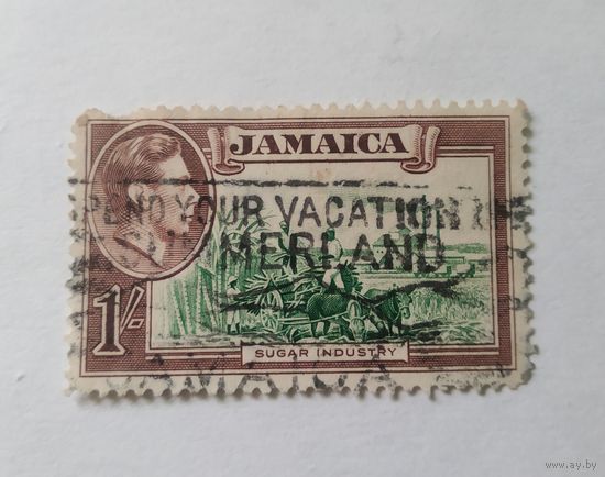 ВЕЛИКОБРИТАНИЯ\1088\ Ямайка 1938 король Георг V, производство сахарного тростника