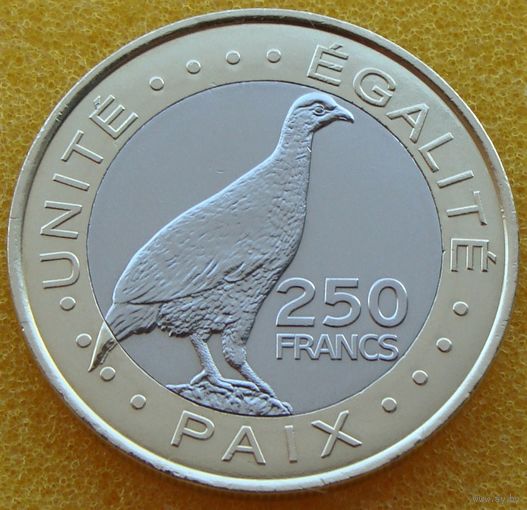 Джибути. 250 франков 2012 год  КМ#42 "Фазан - Турач"