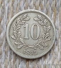 Венгрия 10 филлеров 1915 года. Австро-Венгрия.