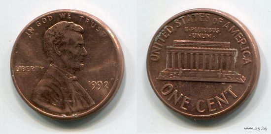 США. 1 цент (1992, XF)