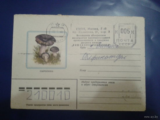 СССР 1982 Сыроежка прошло почту
