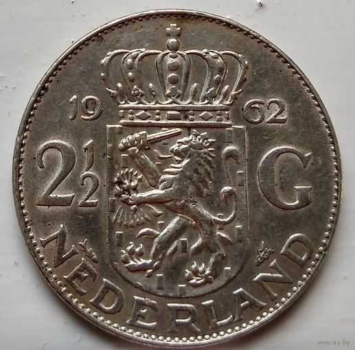 Нидерланды 2,5 гульдена, 1962 1-6-4