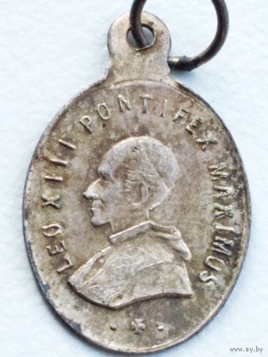 Старинный Шкаплерный металический медальон Папа Римский-Leo XIII,примерно 1880 год.
