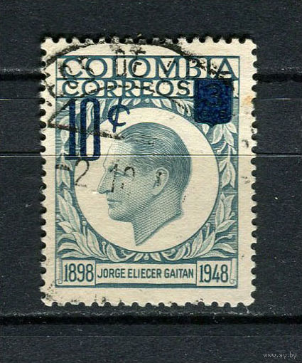 Колумбия - 1959 - Хорхе Эльесер Гайтан. Надпечатка 10С на 3С - [Mi.852] - 1 марка. Гашеная.  (Лот 59CM)