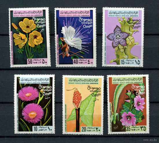 Ливия (Джамахирия) - 1979 - Цветы - (пятно на клее у номинала 35) - [Mi. 728-733] - полная серия - 6 марок. MNH.  (Лот 155BF)