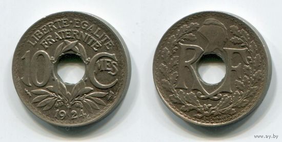 Франция. 10 сантимов (1924, молния)