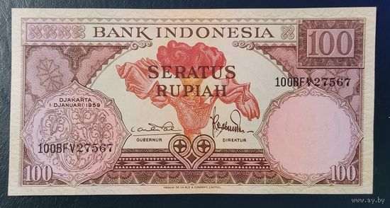 100 рупий 1959 года - Индонезия - UNC