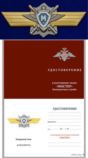 Знак МО РФ Классная квалификация Мастер контрактная служба + удостоверение
